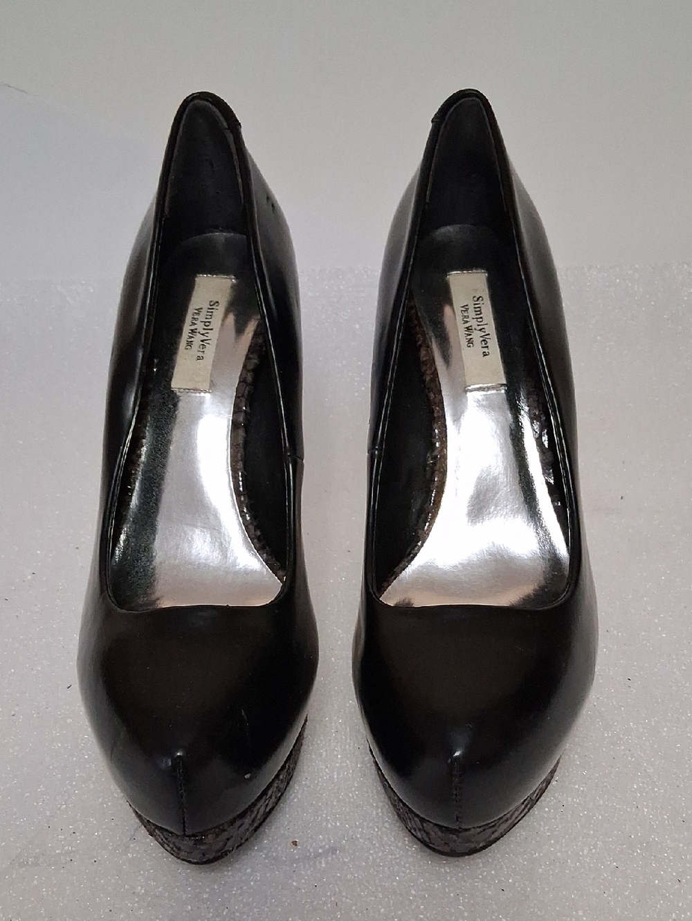 Vera Wang Black Patent Platform Pumps